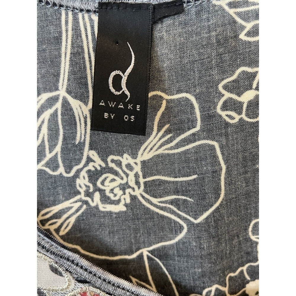 Awake By OS Sleeveless Top‎ Size 1X Double Sided Floral Black Stripes Colorful - Picture 6 of 8
